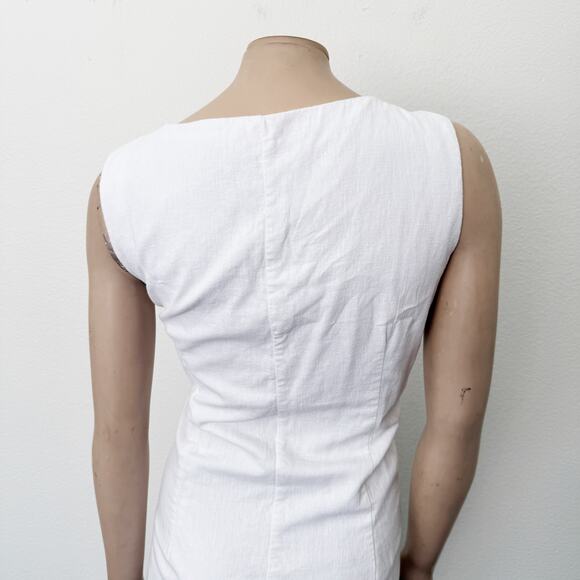 [Abercrombie & Fitch] White Square Neck Button Front Linen Mini Dress XXL Tall - Picture 5 of 12